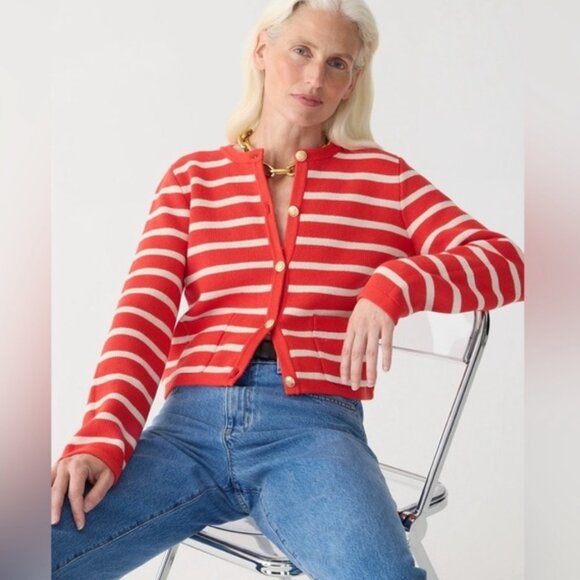 J.Crew Emilie Sweater Lady Jacket in Stripe - Picture 4 of 6